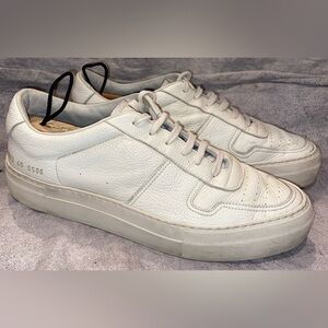 WORN 5x Common Projects Bball Low Top Minimal Leather Sneakers 40 10 US Italy